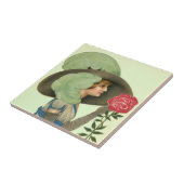 Victoriaans Pet Roos Derby Lgt Mint Tile Tegeltje (Zijkant)