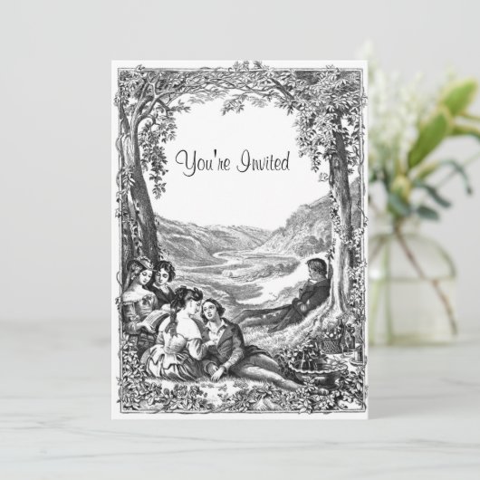 Victoriaans picknick kaart (Staand voorkant)