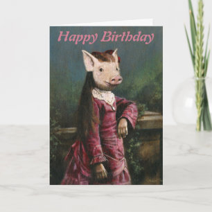 Victoriaans "Piglet Girl Birthday"-kaart Kaart