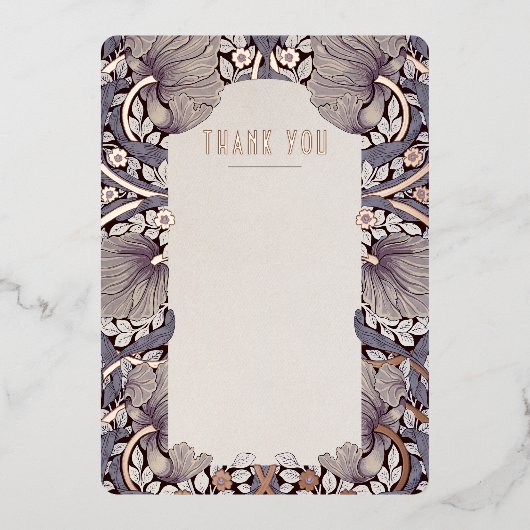 Victoriaans Pimpernels Morris bruiloft dank u Folie Uitnodiging (Voorkant)