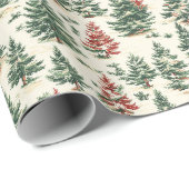 Victoriaans  Pine Tree Toile Christmas Cadeaupapier (Rol Hoek)