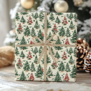 Victoriaans  Pine Tree Toile Christmas Cadeaupapier
