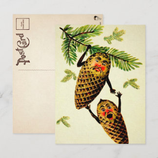 Victoriaans Pinecone-kerstBriefkaart Briefkaart