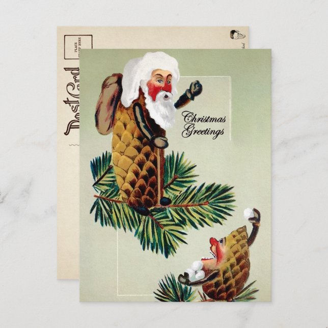  Victoriaans Pinecone Kerstmis Briefkaart (Voorkant / Achterkant)