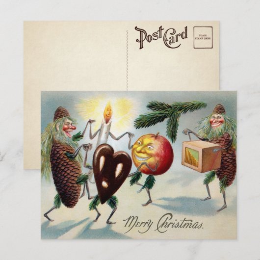  Victoriaans Pinecones Kerstmis  Briefkaart (Voorkant / Achterkant)