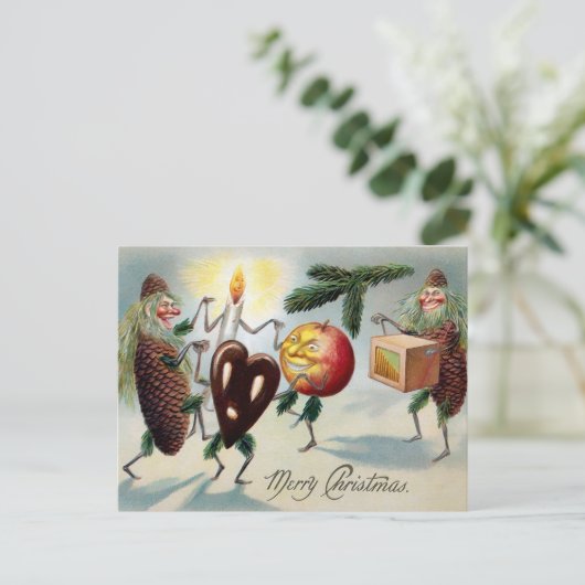  Victoriaans Pinecones Kerstmis  Briefkaart (Staand voorkant)