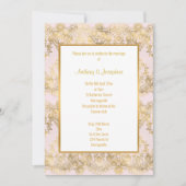 VICTORIAANS PINK GOLD ELEGANT WEDING KAART (Voorkant)