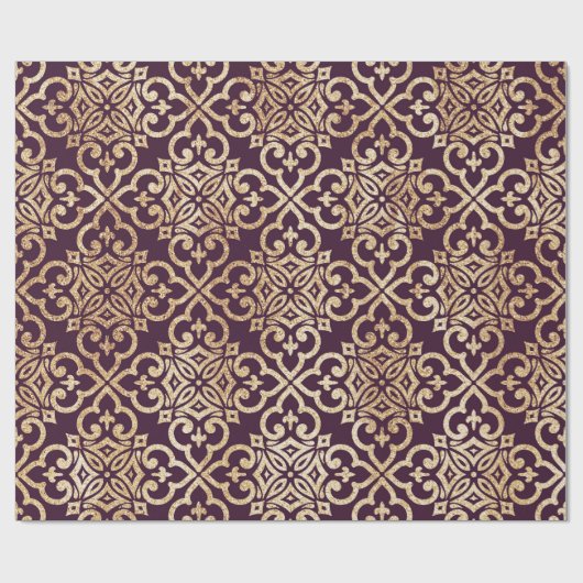 Victoriaans plum & Gold Glitter Cadeaupapier (Vlak)