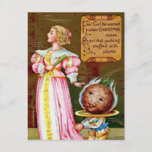 Victoriaans Plum Pudding Kerstmis Briefkaart