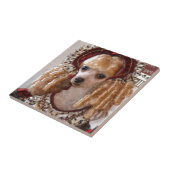 Victoriaans poedel liefde hond pose tegeltje (Zijkant)