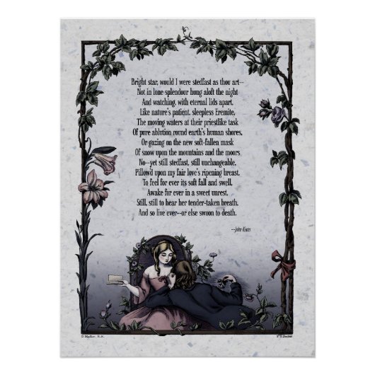 Victoriaans poëzie Art Keats "Bright Star" glanzen Poster (Voorkant)