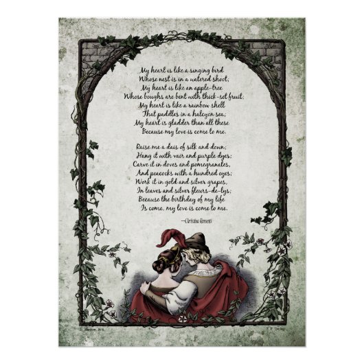 Victoriaans poëzie Art Rossetti "Love" Glossy Poster (Voorkant)