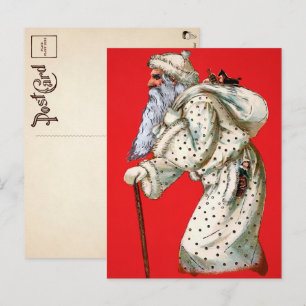 Victoriaans Polka Dot Robed Santa Briefkaart