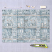 Victoriaans poppenhuis Bord Blauw Waterverf Tissuepapier (Craft)