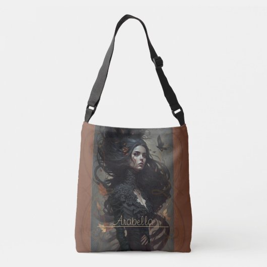 Victoriaans Portret Canvas tas, Gothic Esthetisch  Crossbody Tas (Achterkant)