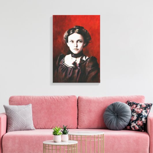 Victoriaans Portret Jonge Vrouw 1890's Canvas Afdruk (Insitu (Woonkamer))