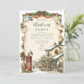 Victoriaans postbus kerst kaart (Staand voorkant)