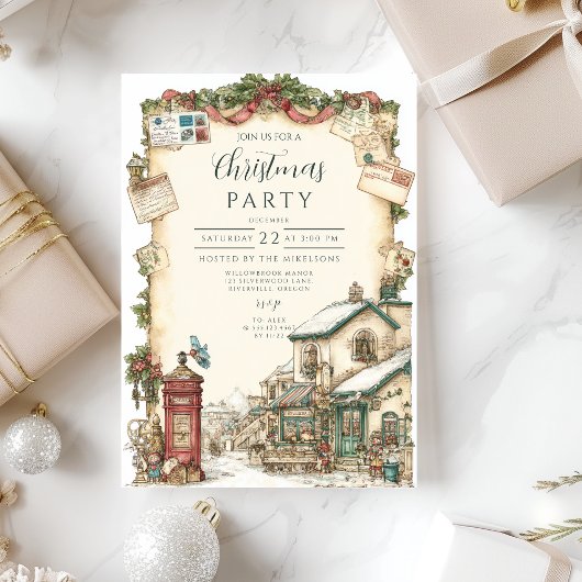 Victoriaans postbus kerst kaart