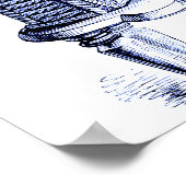 Victoriaans Poster met blauwe tint (Hoek)