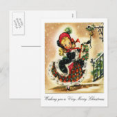 Victoriaans pretkerst feestdagenkaart (Voorkant / Achterkant)