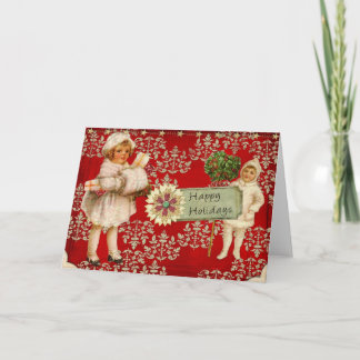 Victoriaans prettige feestdagen (plural:) kaart