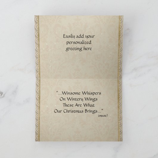 Victoriaans prim Seamstress Holiday Kerstmis Kaart (Binnen)