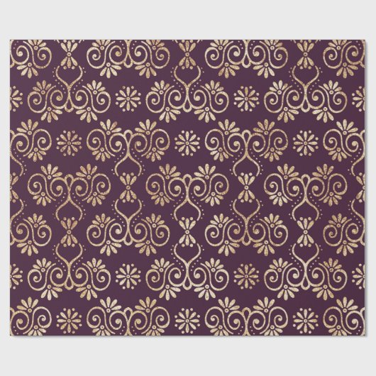 Victoriaans pruimen en goud cadeaupapier (Vlak)