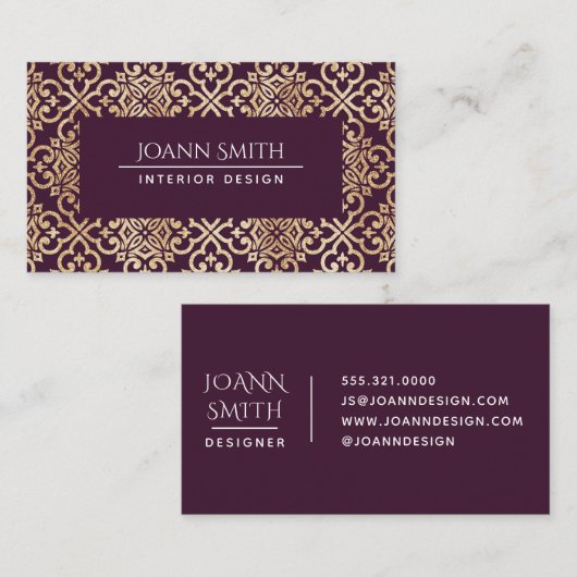 Victoriaans pruimen en goud visitekaartje (Voorkant / Achterkant)