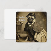 Victoriaans Pug Birthday Kaart - Funny afbeelding  (Voorkant / Achterkant)