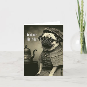 Victoriaans Pug Birthday Kaart - Funny afbeelding 