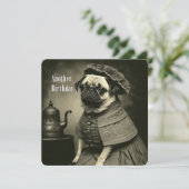 Victoriaans Pug Birthday Kaart - Funny afbeelding  (Staand voorkant)