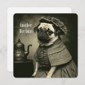 Victoriaans Pug Birthday Kaart - Funny afbeelding  (Voorkant / Achterkant)