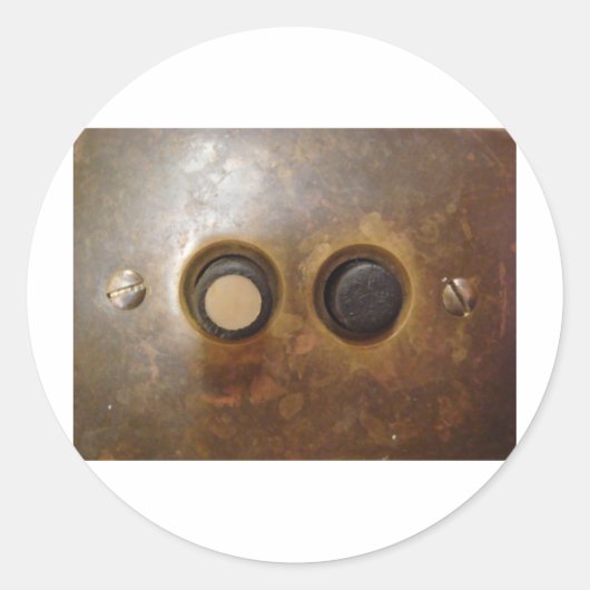 Victoriaans Push Button Light Switch Ronde Sticker (Voorkant)