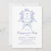 Victoriaans QR-code van de  Crest Engagement Party Kaart (Voorkant)