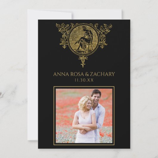 *~* Victoriaans QR FOTO RSVP AR6  huwelijk Kaart (Voorkant)