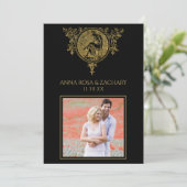 *~* Victoriaans QR FOTO RSVP AR6  huwelijk Kaart (Staand voorkant)