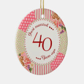 Victoriaans Quilt 40e Jubileum kerstcadeaus Keramisch Ornament (Rechts)