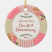 Victoriaans Quilt 40e Jubileum kerstcadeaus Keramisch Ornament (Achterkant)