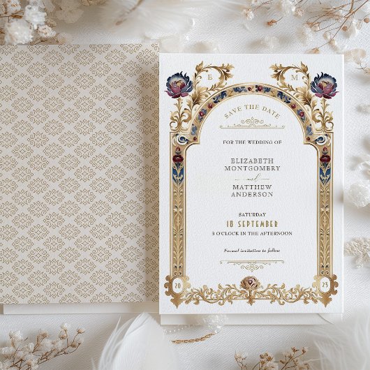 Victoriaans Ranunculus Bruiloft Save the Date Kaar Kaart