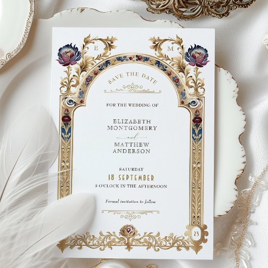 Victoriaans Ranunculus Bruiloft Save the Date Kaar Kaart