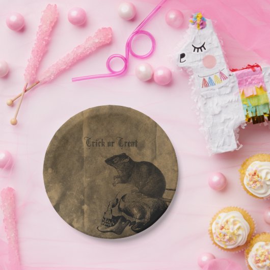 Victoriaans rat en schedel Halloween Papieren Bordje (Feest)