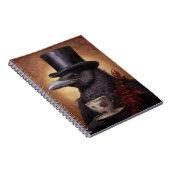 Victoriaans Raven w / Top Hoed Genieten Koffie - N Notitieboek (Rechterzijde)