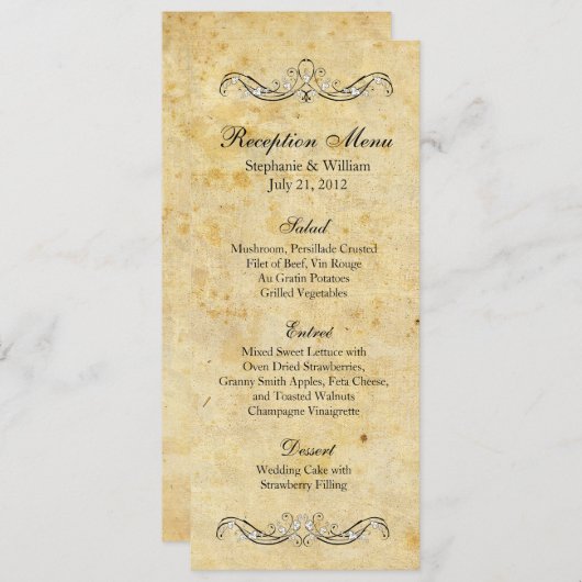 Victoriaans Receptiemenu Menu (Voorkant / Achterkant)