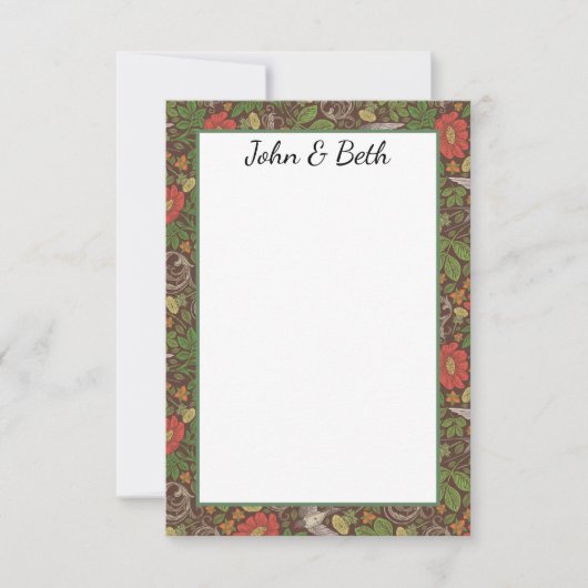 Victoriaans  Red Daisy Bird English Garden Bedankkaart (Voorkant)