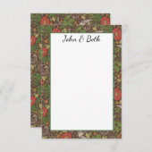 Victoriaans  Red Daisy Bird English Garden Bedankkaart (Voorkant / Achterkant)