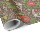 Victoriaans  Red Daisy Bird English Garden Cadeaupapier (Rol Hoek)