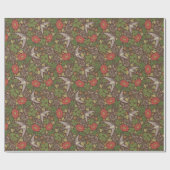 Victoriaans  Red Daisy Bird English Garden Cadeaupapier (Vlak)