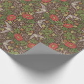 Victoriaans  Red Daisy Bird English Garden Cadeaupapier (Hoek)