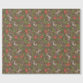 Victoriaans Red Daisy Bird English Garden Cadeaupapier (Vlak)