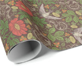 Victoriaans Red Daisy Bird English Garden Cadeaupapier (Rol Hoek)